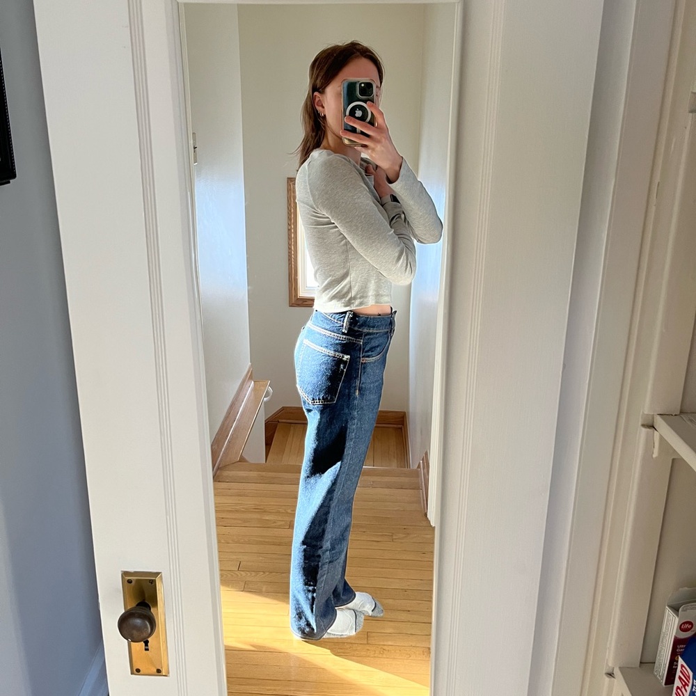 Zara 100% Cotton Mid-Rise Dark Indigo Denim, size 4